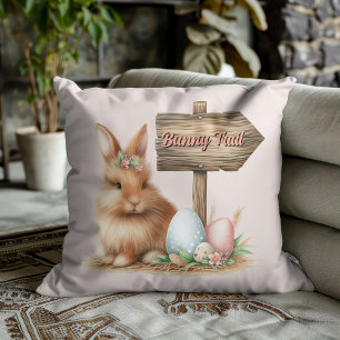 Easter Bunny Trail Throw Pillow