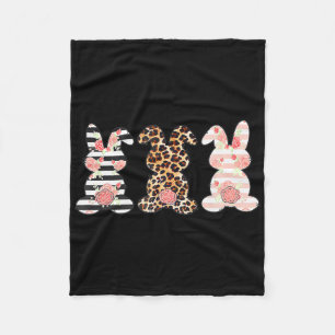 Easter Bunny Trio Shirt Rabbit Leopard Matching Cu Fleece Blanket