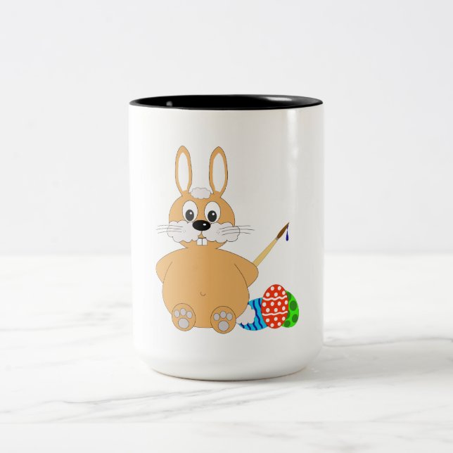 Easter bunny two toned mug. Two-Tone coffee mug (Center)