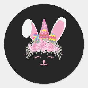 Easter_Bunny-unicorn Rabbit With Easter Eggs Classic Round Sticker