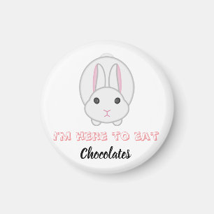 Easter bunny waiting to eat chocolates magnet