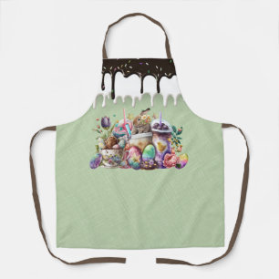 Easter Bunny Watercolor Coffee Drinks Apron