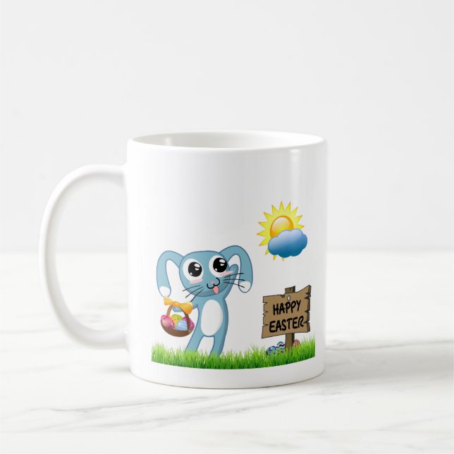 Easter Bunny wishes a Happy Easter Coffee Mug (Left)