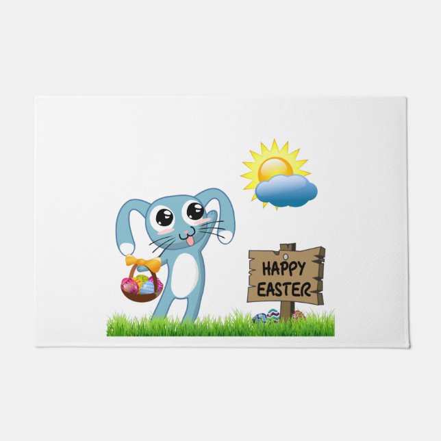 Easter Bunny wishes a Happy Easter Doormat (Front)