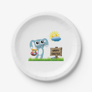 Easter Bunny wishes a Happy Easter Paper Plate