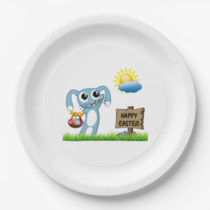 Easter Bunny wishes a Happy Easter Paper Plate