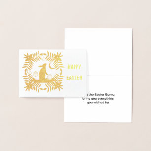 Easter Bunny Wishes Gold Foil Card