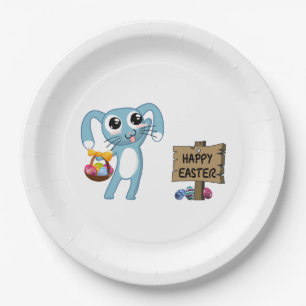 Easter Bunny wishes Happy Easter Paper Plate