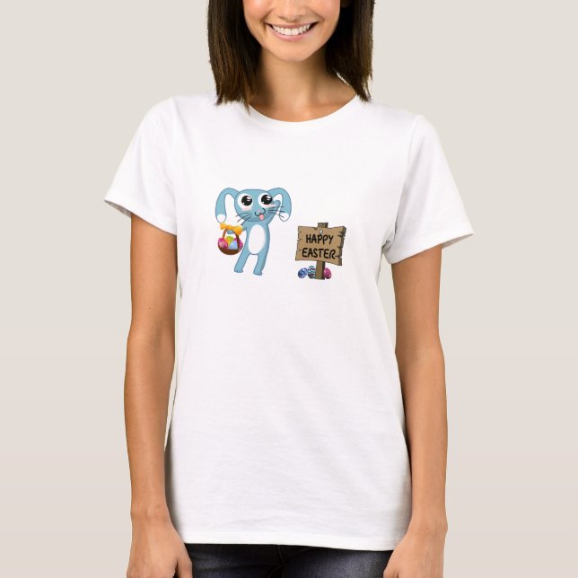 Easter Bunny wishes Happy Easter T-Shirt (Front)