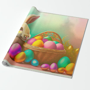 Easter Bunny With Basket Collection Wrapping Paper