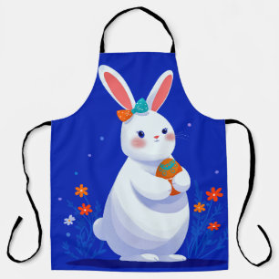 Easter Bunny with Blue Background Apron