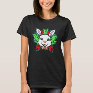 Easter Bunny With Bow Tie And Spring Flowers On Ea T-Shirt