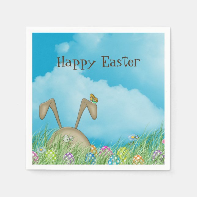 Easter bunny with butterfly napkin (Front)