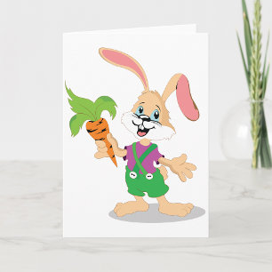 Easter Bunny With Carrot Greeting Cards