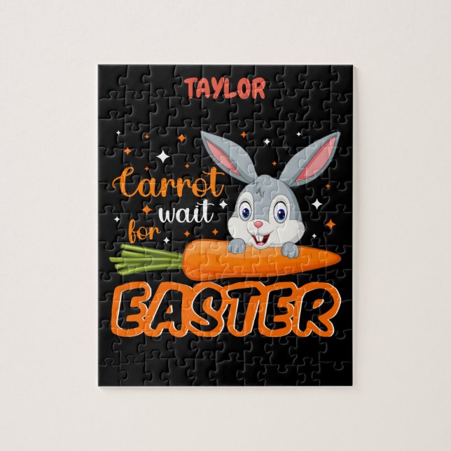 EASTER "BUNNY WITH CARROT" PUZZLE PERSONALIZED. (Vertical)