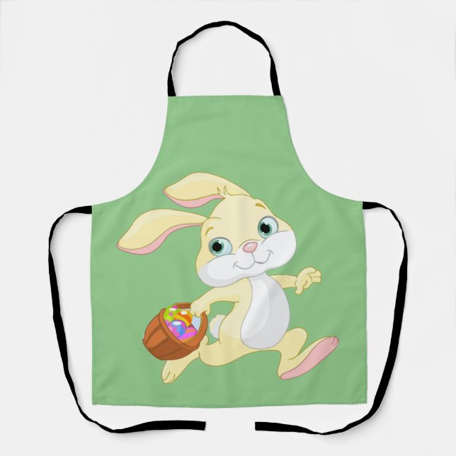 EASTER BUNNY WITH COLORFUL EASTER EGG BASKET APRON (Front)