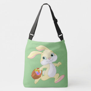 EASTER BUNNY WITH COLORFUL EASTER EGG BASKET CROSSBODY BAG