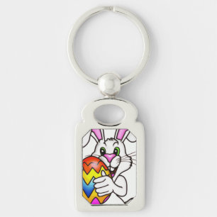 EASTER BUNNY WITH COLORFUL EASTER EGG KEYCHAIN