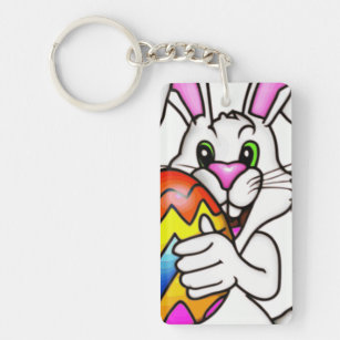 EASTER BUNNY WITH COLORFUL EASTER EGG KEYCHAIN