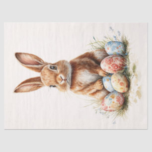 Easter Bunny with Coloured Eggs Decoupage Tissue Paper