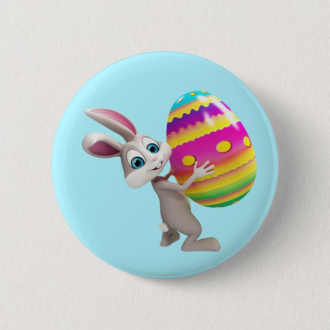 Easter Bunny with colourful egg 2 Inch Round Button (Front)