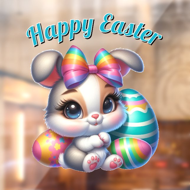 Easter Bunny with Colourful Eggs  Window Cling (Sheet 2)