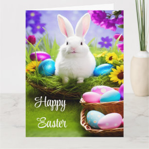 Easter Bunny With Easter Egg Basket Card