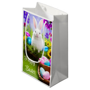 Easter Bunny  With Easter Egg Basket Small Gift Bag