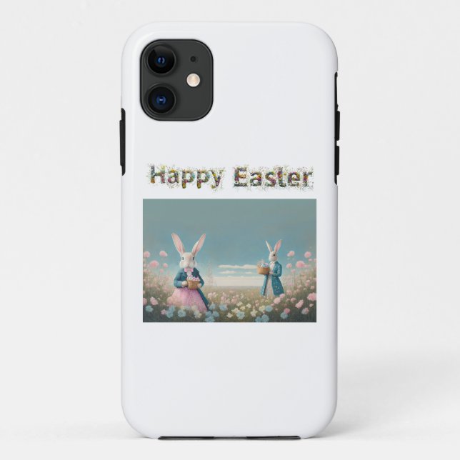 Easter bunny with Easter Eggs Happy Easter Case-Mate iPhone Case (Back)