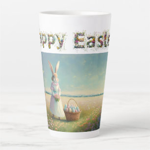 Easter bunny with Easter Eggs Happy Easter Latte Mug
