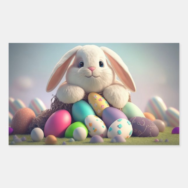 Easter bunny with easter eggs sticker (Front)
