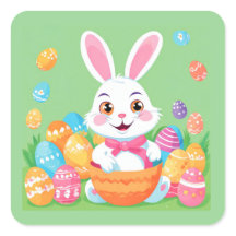 Easter Bunny with Easter Eggs Sticker Sheet
