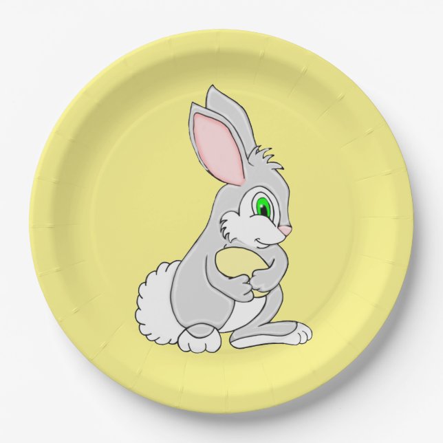 Easter Bunny with Egg Paper Plates (Front)