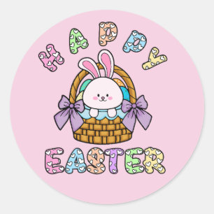 Easter Bunny With Eggs Basket  Classic Round Sticker