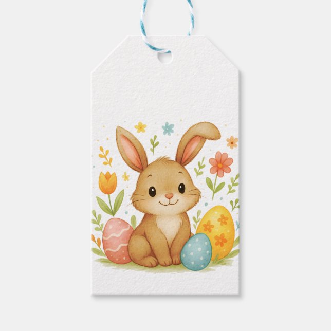Easter Bunny with Eggs Gift Tag (Front)