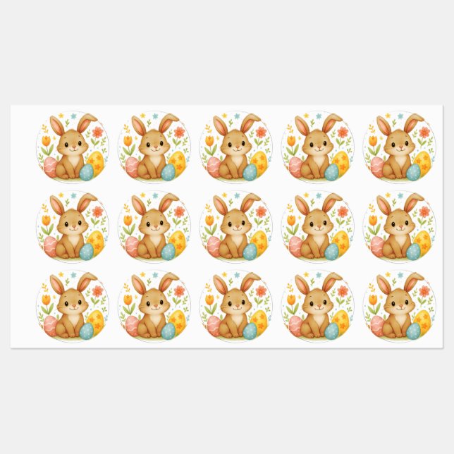 Easter Bunny with Eggs Labels (Sheet)