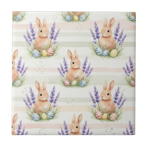 Easter Bunny with Eggs Spring Pastel Pattern (10) Tile