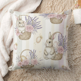 Easter Bunny with Eggs Spring Pastel Pattern (11) Throw Pillow