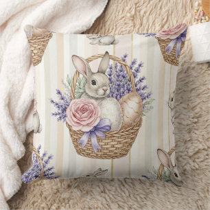 Easter Bunny with Eggs Spring Pastel Pattern (14) Throw Pillow