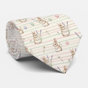 Easter Bunny with Eggs Spring Pastel Pattern (2) Tie