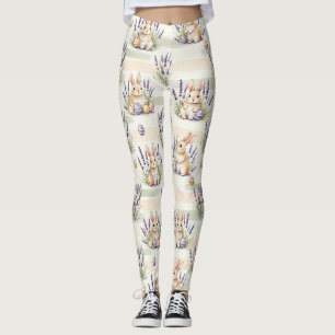 Easter Bunny with Eggs Spring Pastel Pattern (3) Leggings