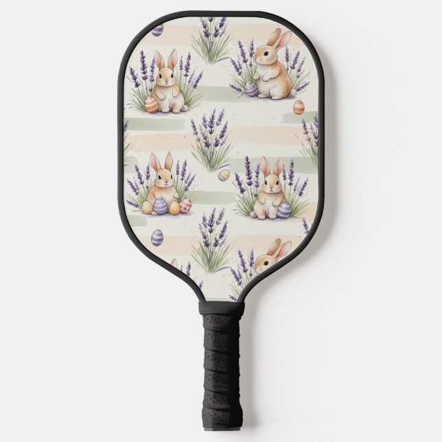 Easter Bunny with Eggs Spring Pastel Pattern (3) Pickleball Paddle (Front)