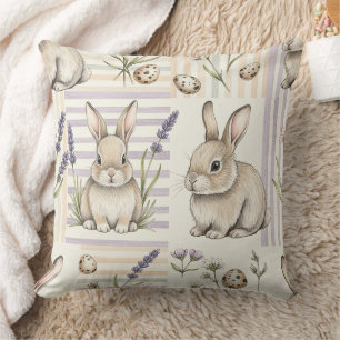 Easter Bunny with Eggs Spring Pastel Pattern (5) Throw Pillow