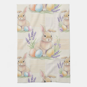 Easter Bunny with Eggs Spring Pastel Pattern (6) Kitchen Towel