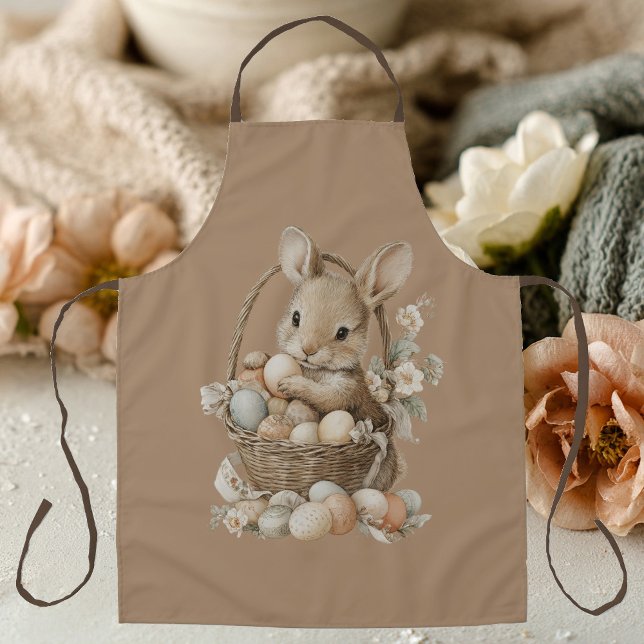 Easter bunny with flowers and Easter eggs Apron (Creator Uploaded)