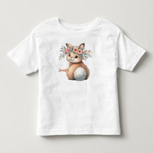 Easter Bunny with flowers and fluffy tail Editable Toddler T-shirt