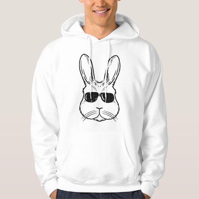 Easter Bunny With Glasses Rabbit Face Men Women Ki Hoodie (Front)
