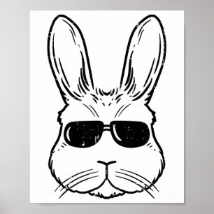 Easter Bunny With Gles Rabbit Face Men Women Kids Poster