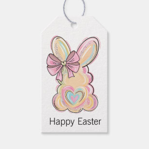 Easter Bunny with Heart and Bow Gift Tags