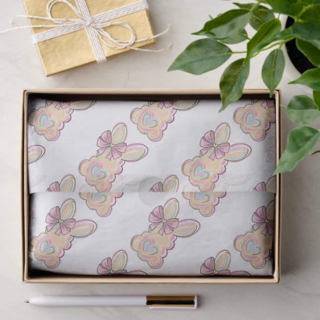 Easter Bunny with Heart and Bow Tissue Paper (Gift)